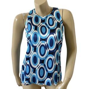 INC Womens Petite Size 6P Sleeveless Mod Print Silk Back Zip Tank Top Shirt